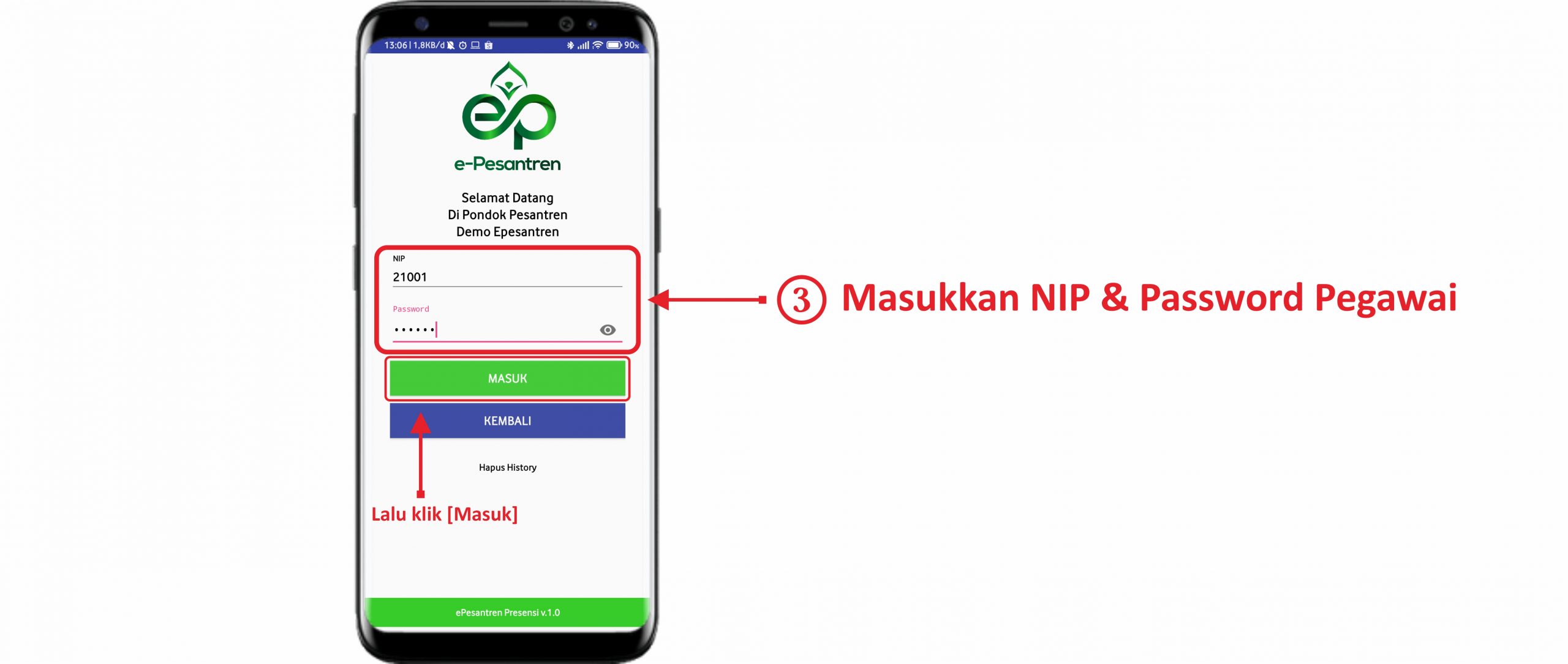 Cara Login Aplikasi Mobile Epresensi Pusat Tutorial Epesantren